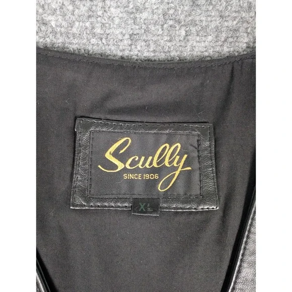 Scully Mens Black Leather Western Vest Star Buttons XL Pointed Yoke Biker Cowboy - Picture 2 of 7